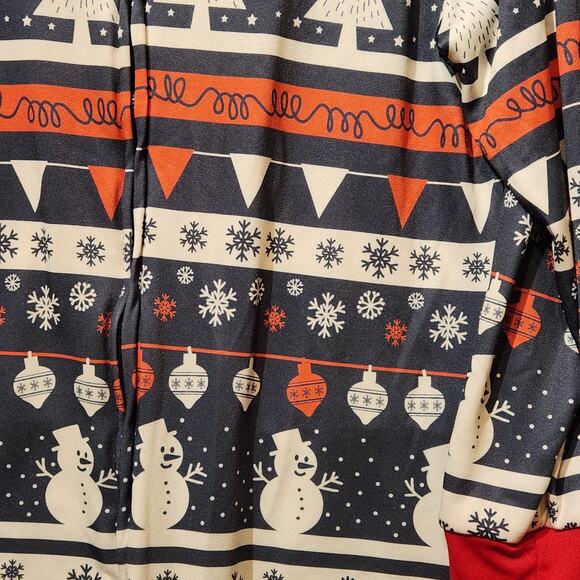 Lot Of 2 Unisex Onesies Blue Red Snowman Christmas One Piece Pajama Size Medium - Picture 3 of 5
